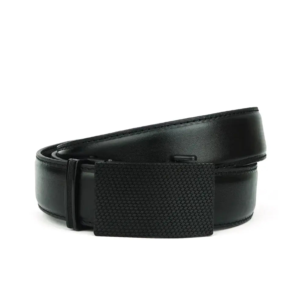 Patched Black - Top Grain No Hole Leather Belt