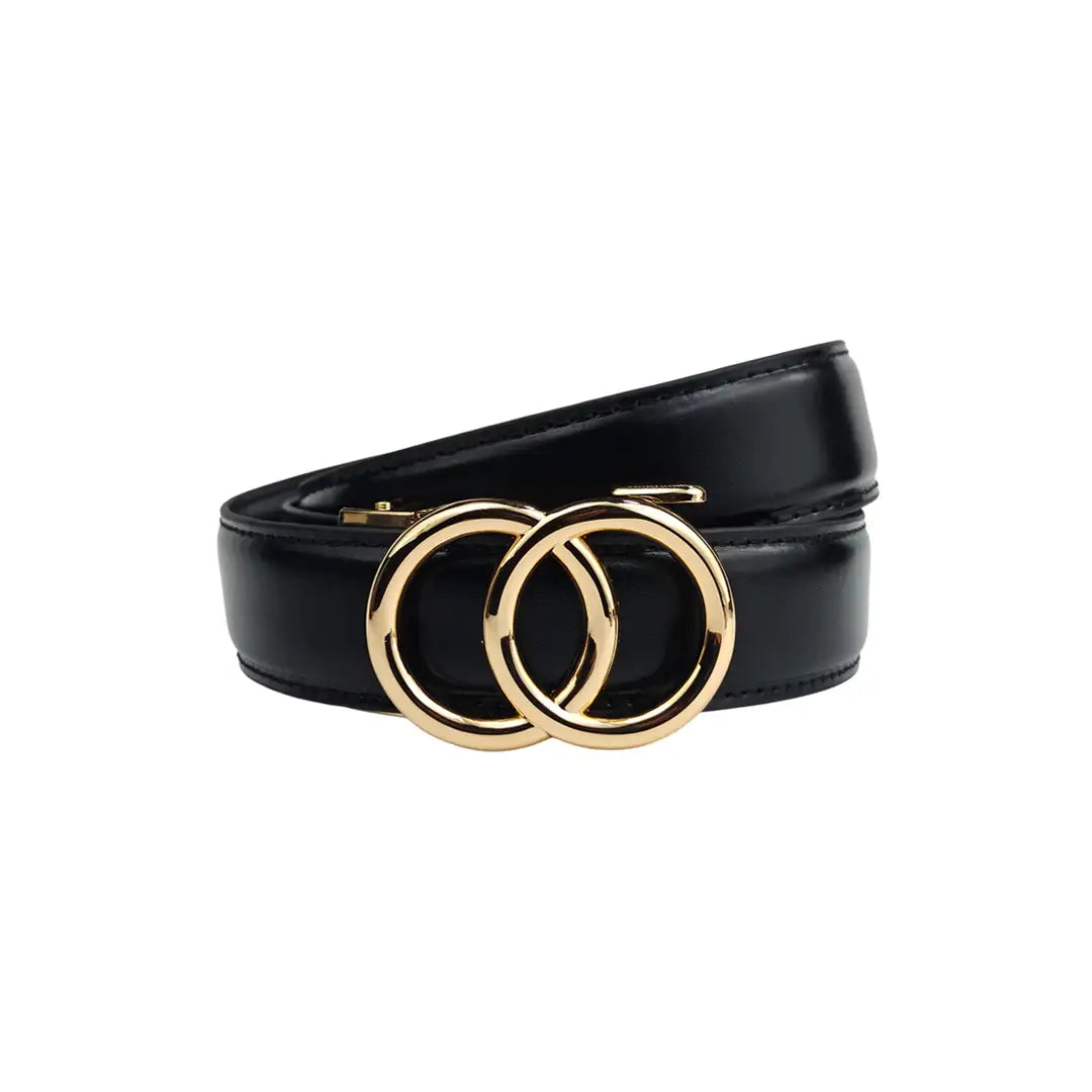 Gold Halo Black -No Hole Slim  Belt