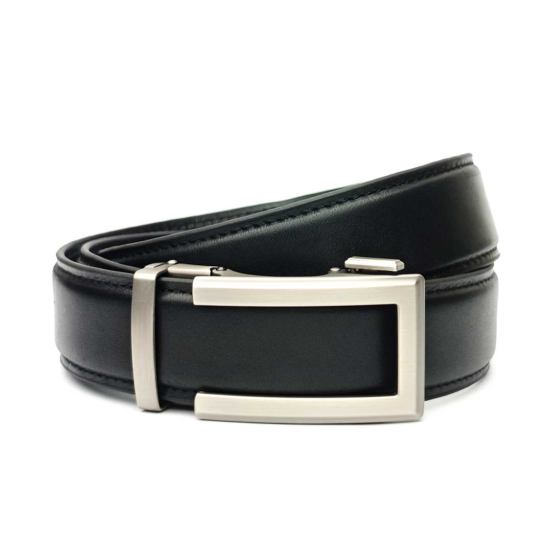 Classic Champagne - Plain Black Italian Leather Belt