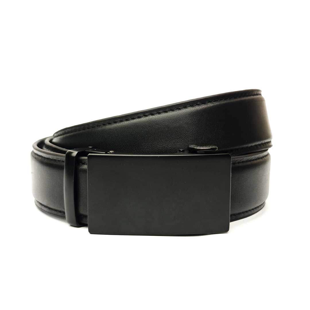 Swat Black- Plain Black Italian Leather Belt