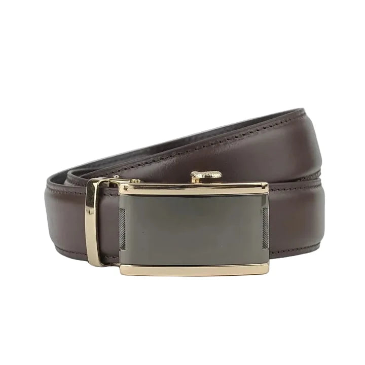 Traditional Gold Brown- Top Grain No Hole Leather Belt