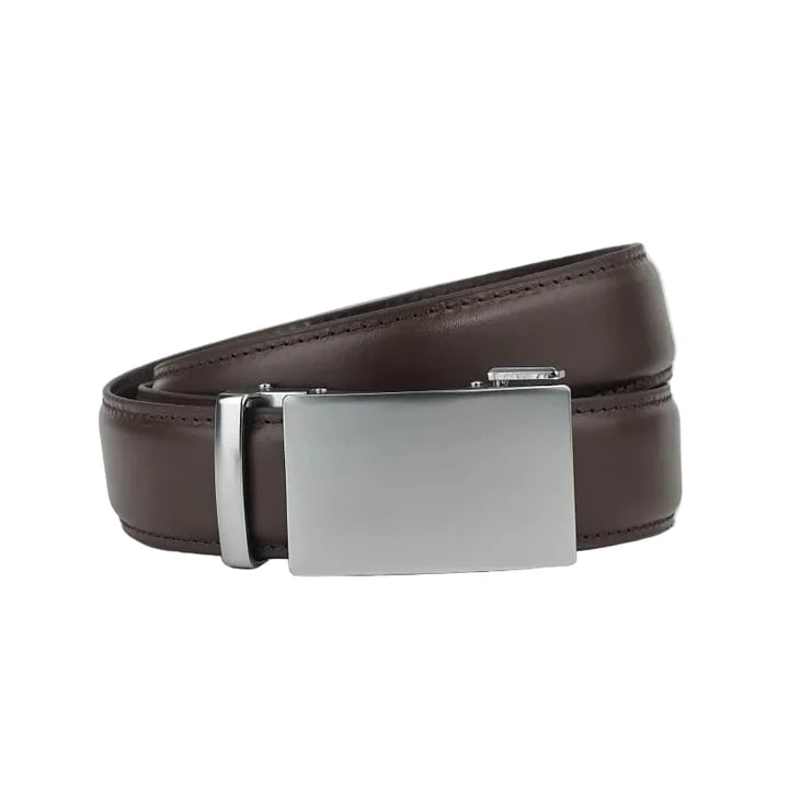 Alloy Brown- Top Grain No Hole Leather Belt