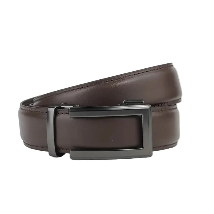 Classic Charcoal Brown- Top Grain No Hole Leather Belt