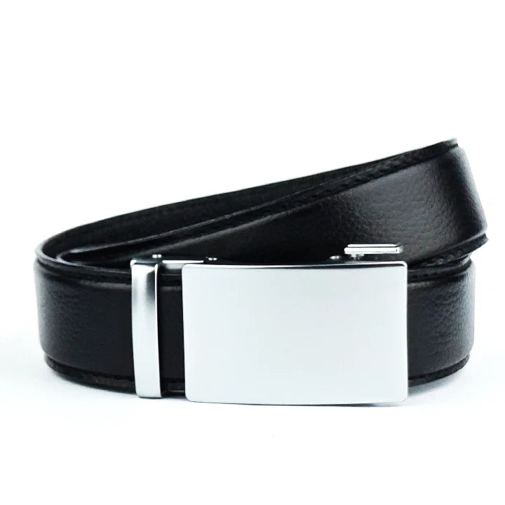 Alloy Black Pattern - Top Grain No Hole Leather Belt