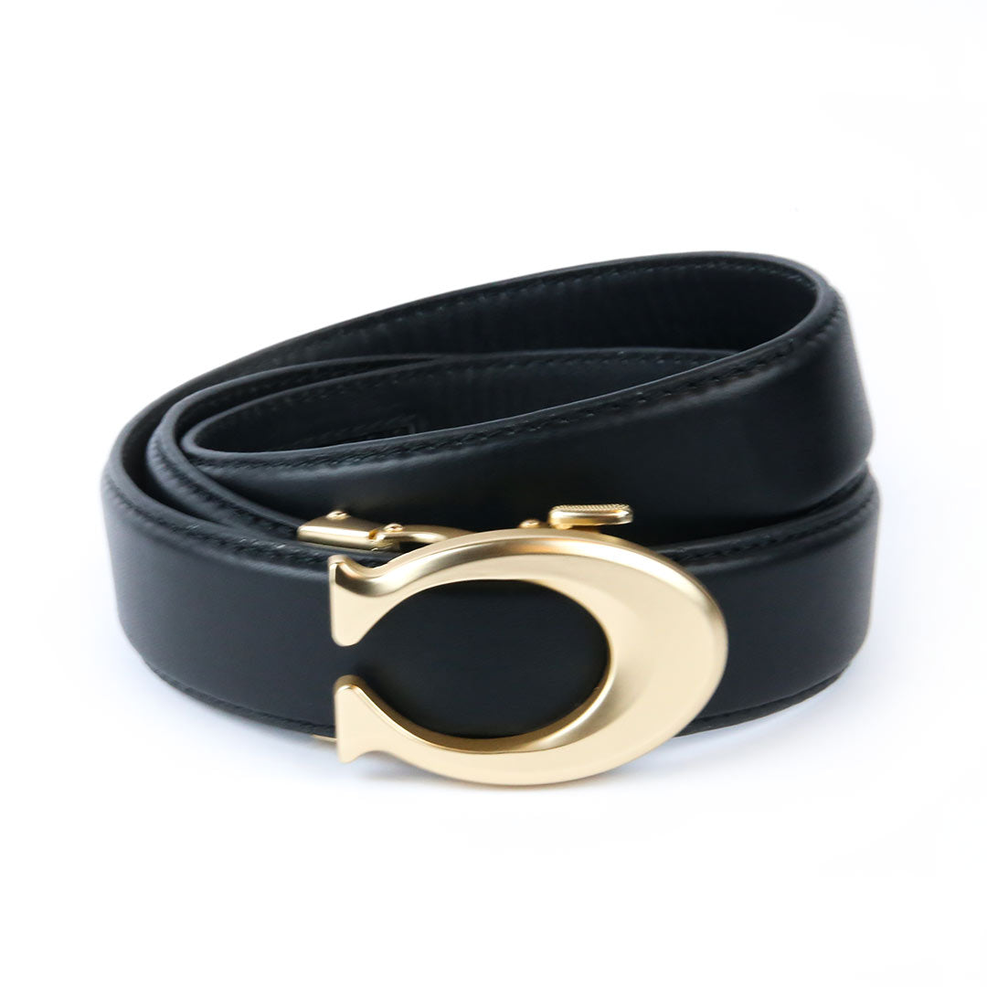 Curvy Gold- Top Grain Leather Black