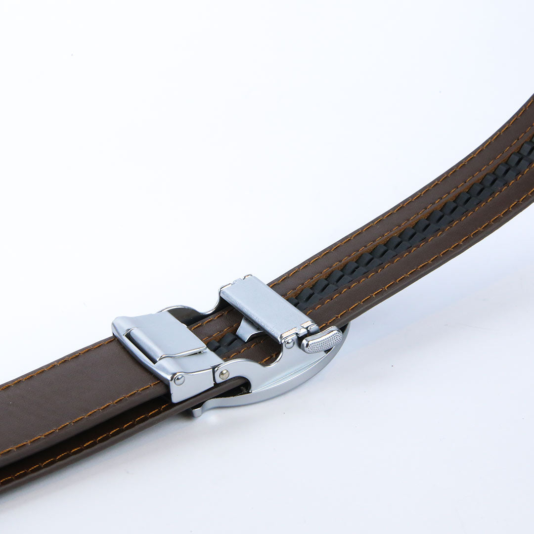 Curvy Silver - Genuine Leather Dotted Brown