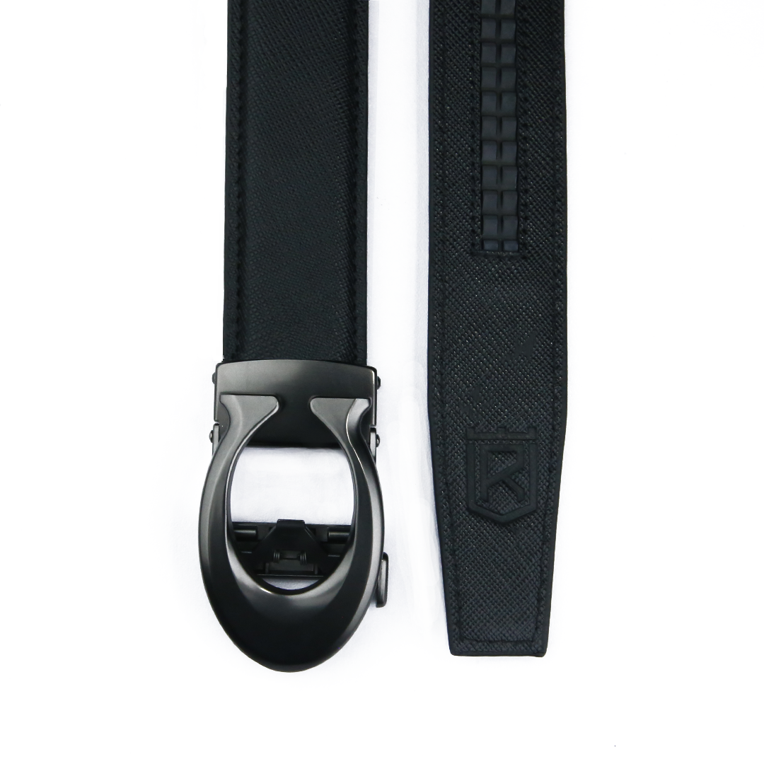 Curvy Charcoal- Textured Black Italian Leather Belt