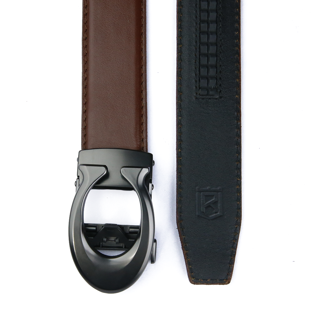 Curvy Charcoal - Top Grain No Hole Leather Belt