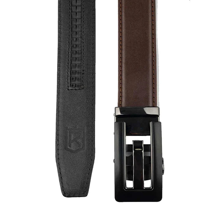 Charlie Black Brown- Top Grain No Hole Leather Belt