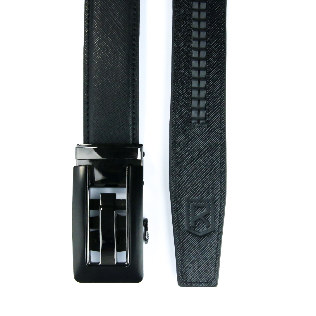 Charlie Black- Textured Black Italian Leather Belt