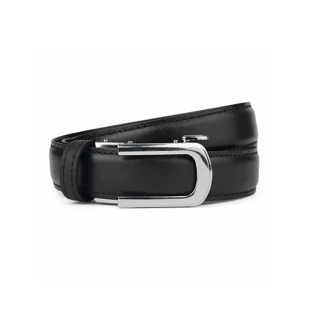 Chrome Dune Black - No Hole Slim Belt for Men