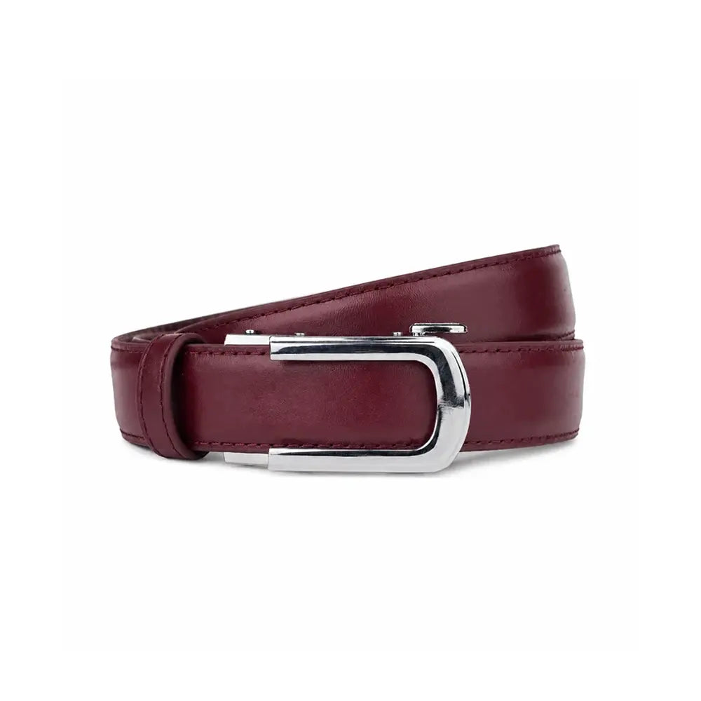 Chrome Dune Burgundy- No Hole Slim Belt for Men