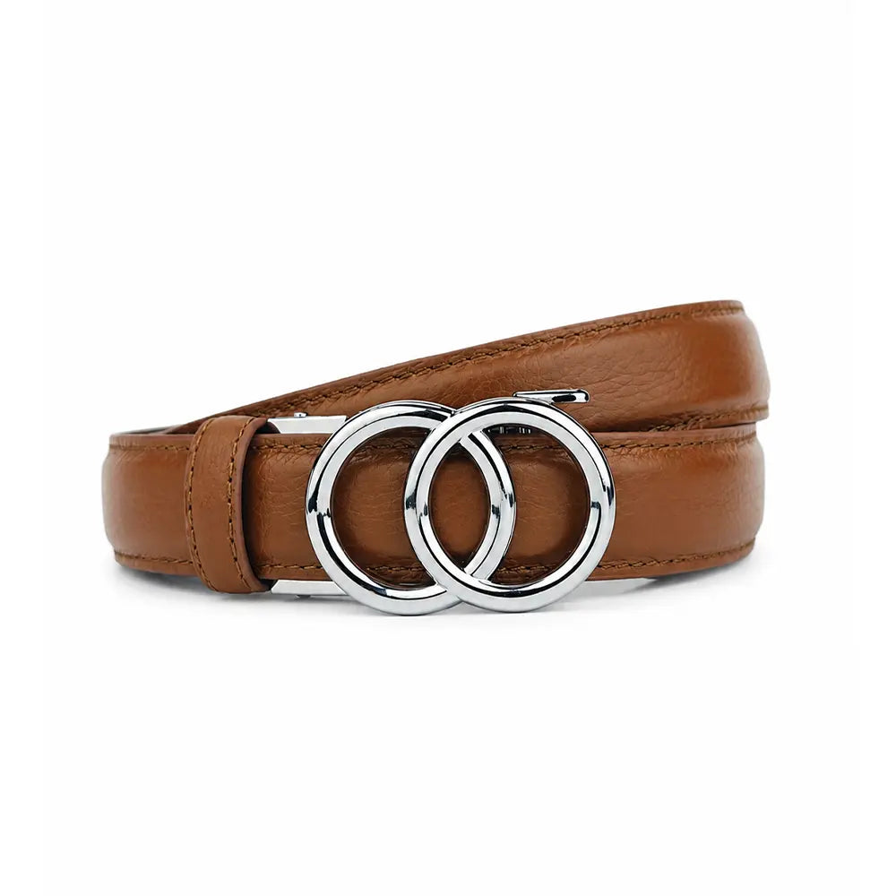 Sliver Halo Caramel - No Hole Slim Belt