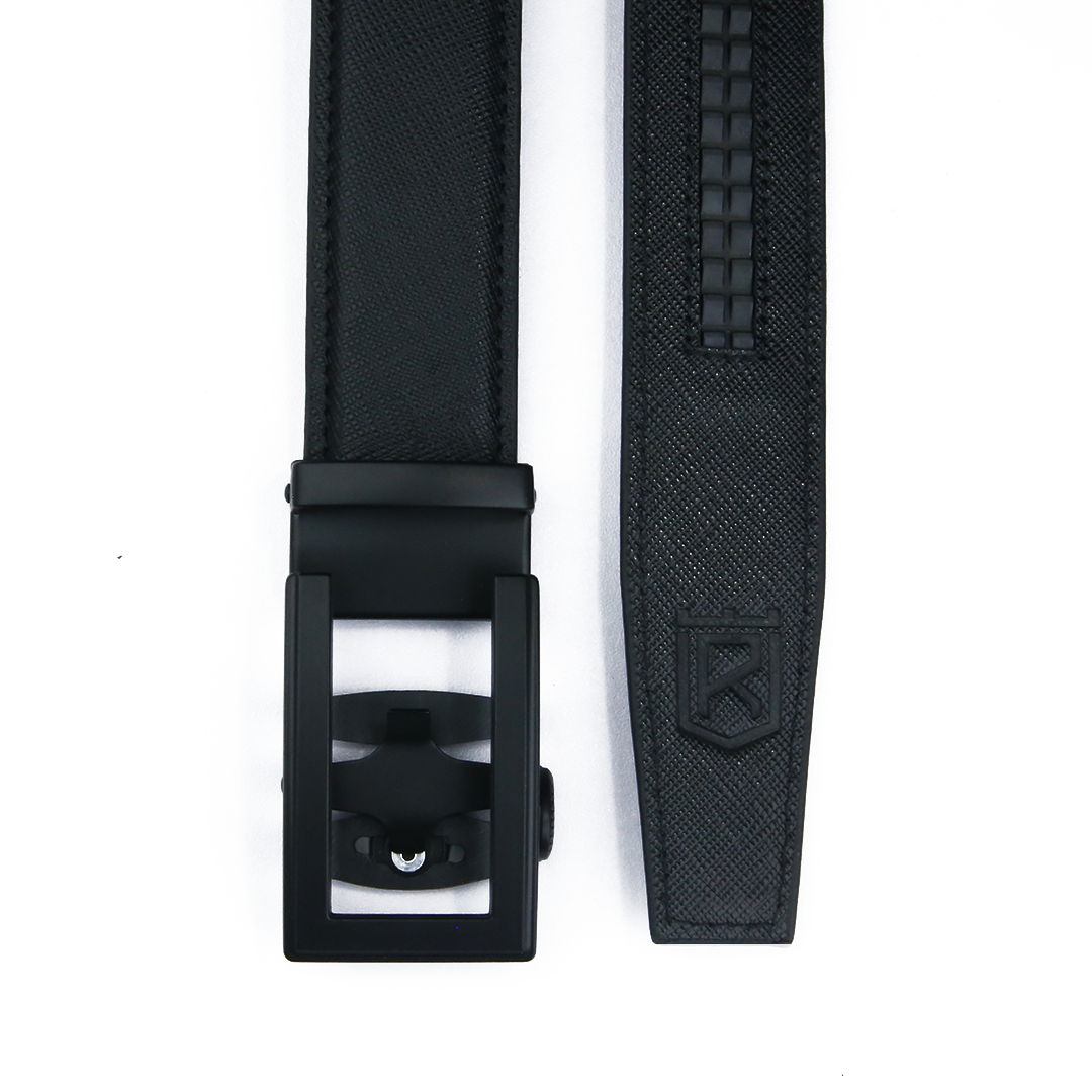 Classic Black- Textured Black Italian Leather Belt