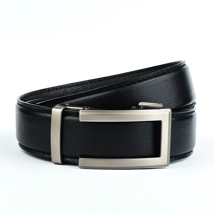 Classic Champagne  Black Pattern - Top Grain No Hole Leather Belt
