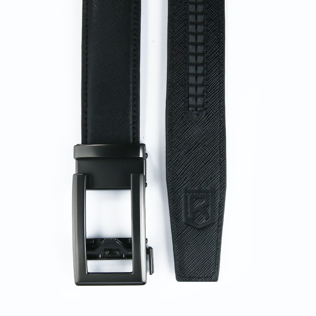 Classic Charcoal- Textured Black Italian Leather Belt