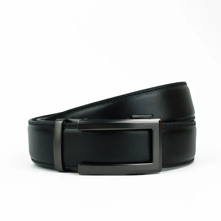 Classic Charcoal- Top Grain No Hole Leather Belt