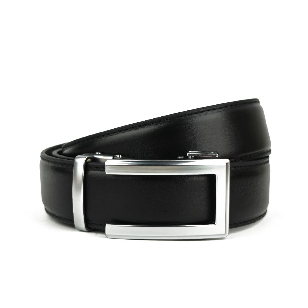 Classic Silver - Top Grain No-Hole Leather Belt