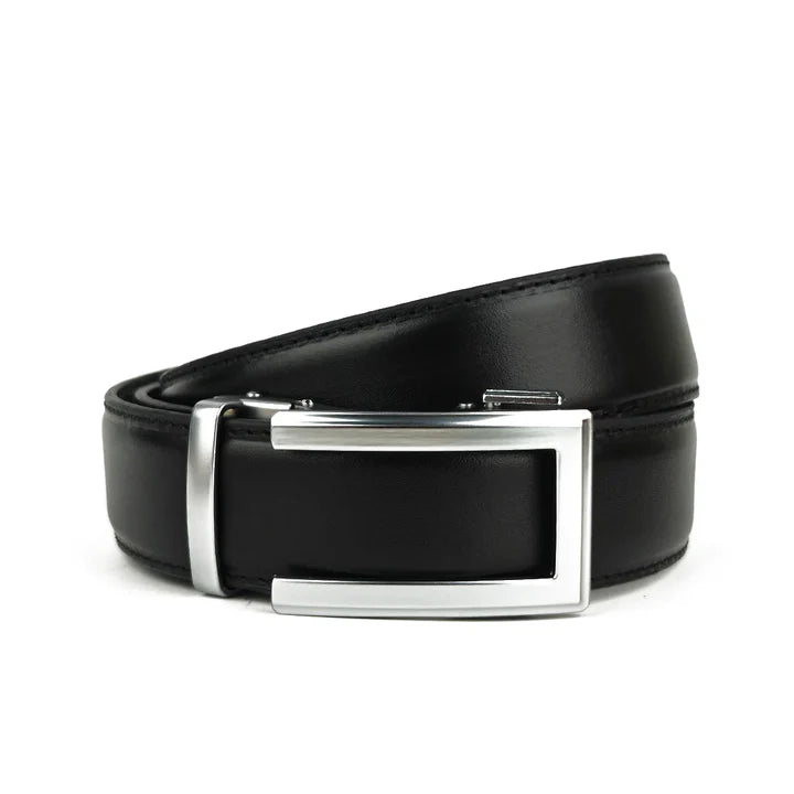 Classic Silver- Top Grain No Hole Leather Belt