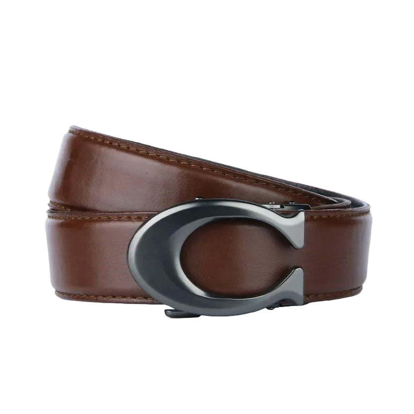 Curvy Charcoal - Top Grain No Hole Leather Belt