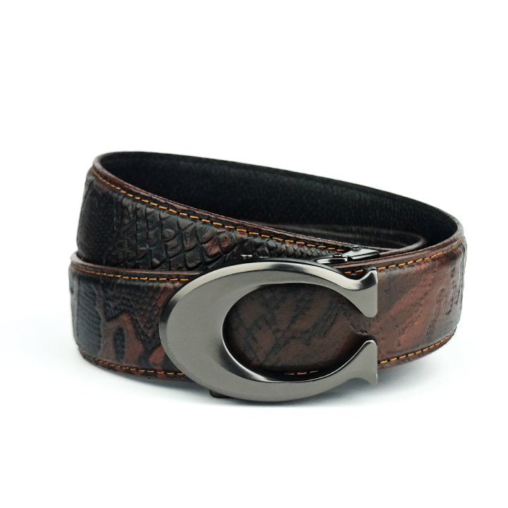 Curvy Charcoal - Top Grain No Hole Leather Belt