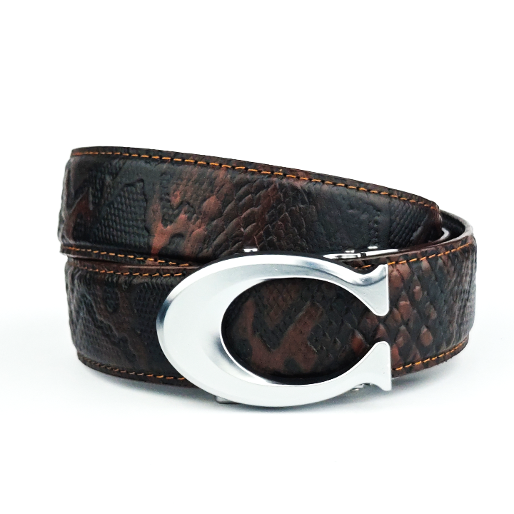 Curvy Silver- Top Grain No Hole Leather Belt