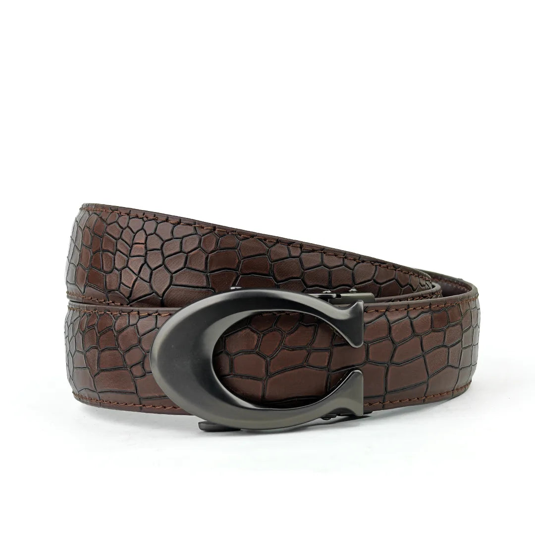Curvy Charcoal - Top Grain No Hole Leather Belt