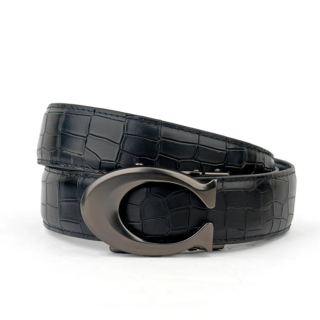 Curvy Charcoal - Top Grain No Hole Leather Belt