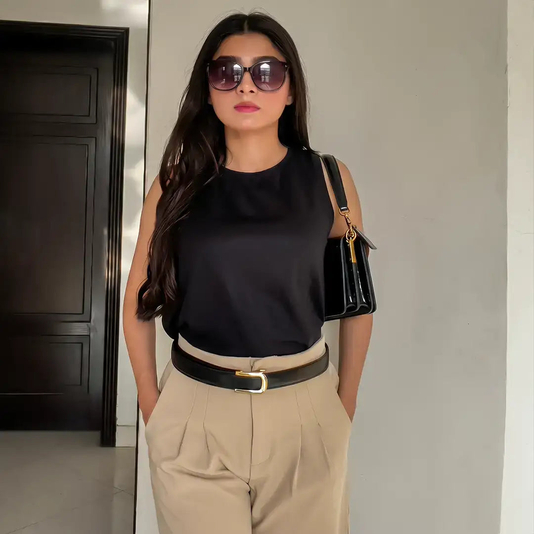 Gold Dune Black - No Hole Slim Belt