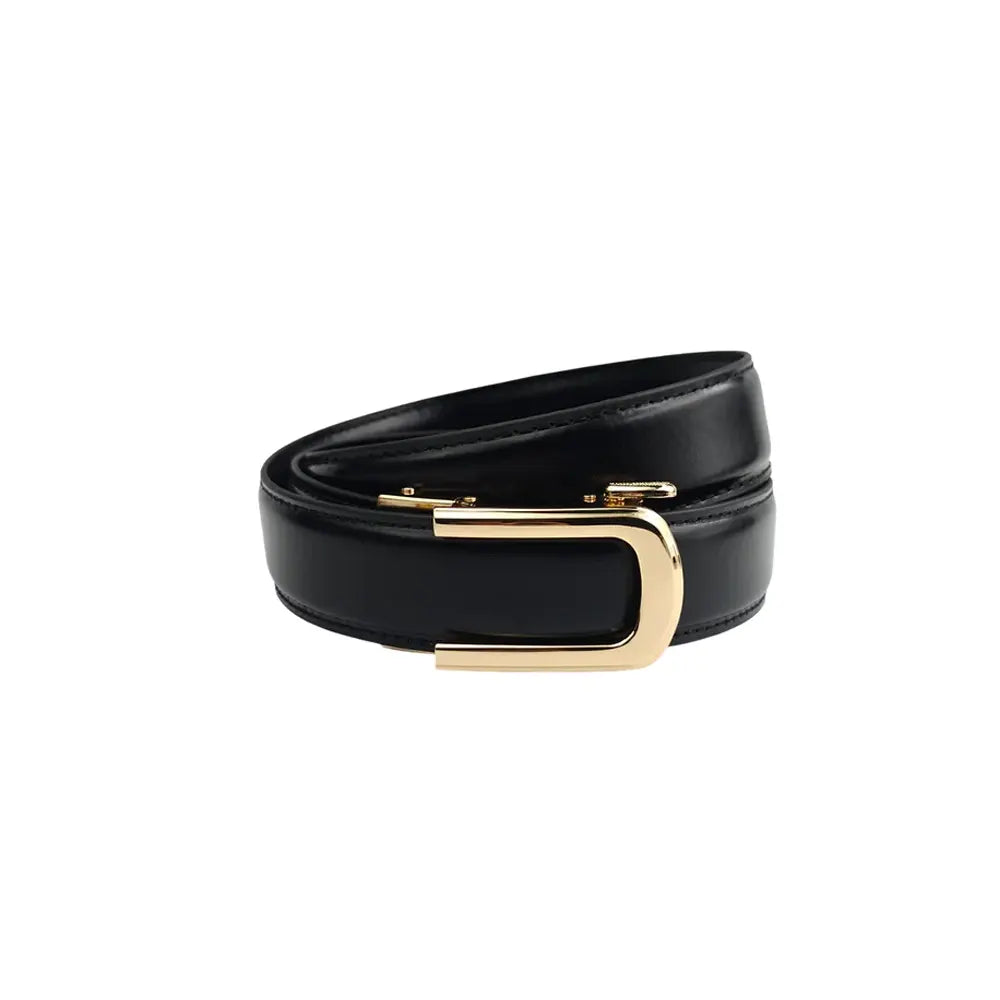 Gold Dune Black - No Hole Slim Belt for Men
