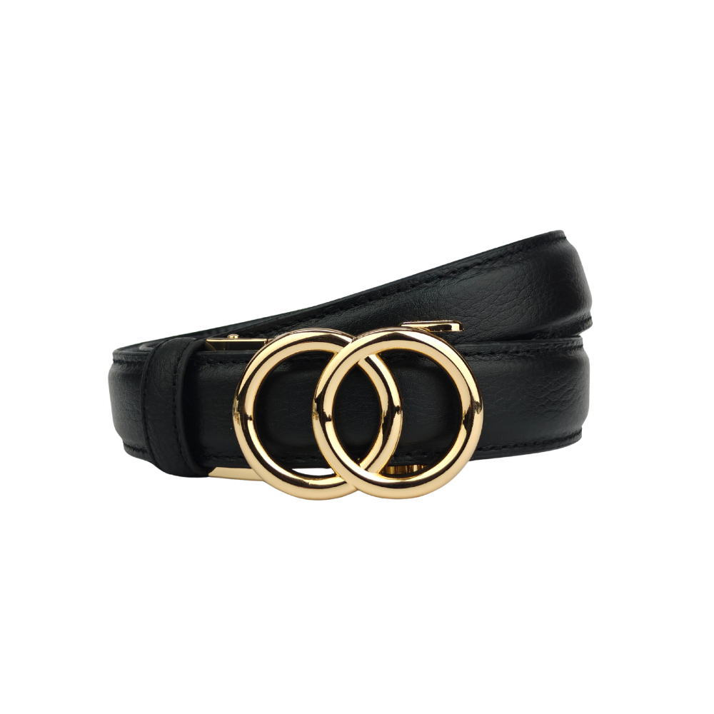 Gold Halo Black -No Hole Slim  Belt