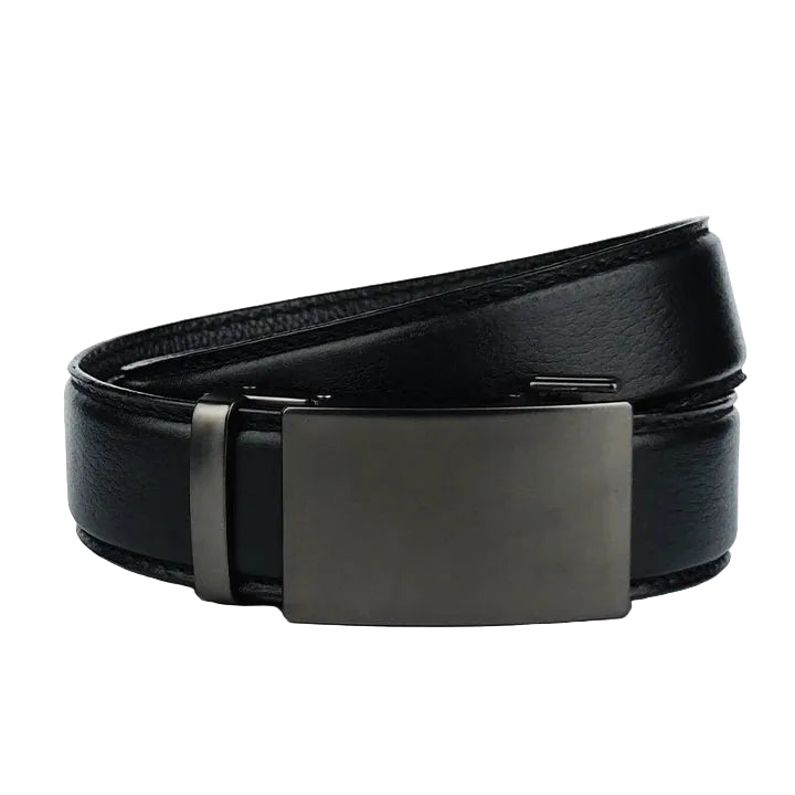 Gun Metal Black Pattern - Top Grain No Hole Leather Belt