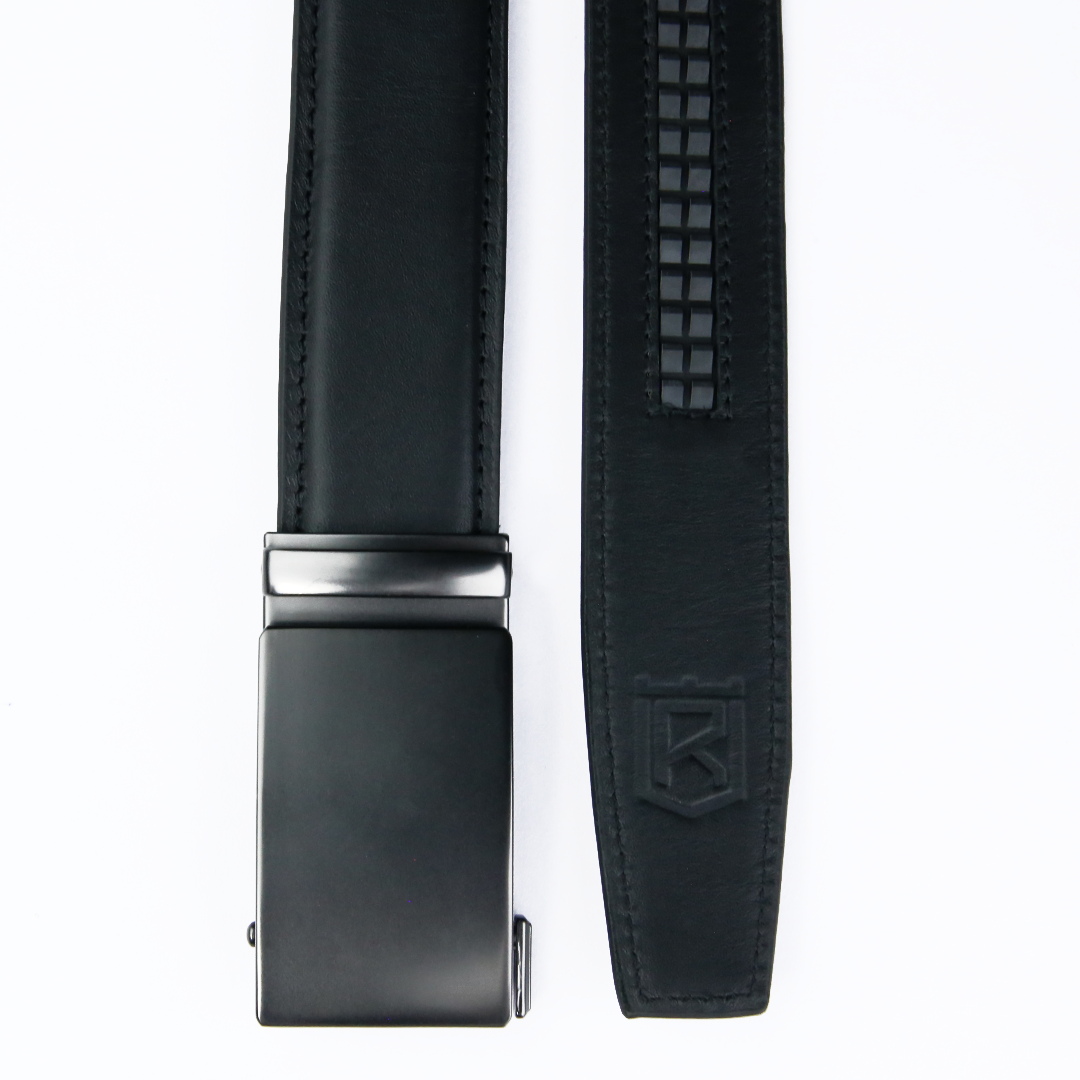 Gun Metal - Top Grain No Hole Leather Belt
