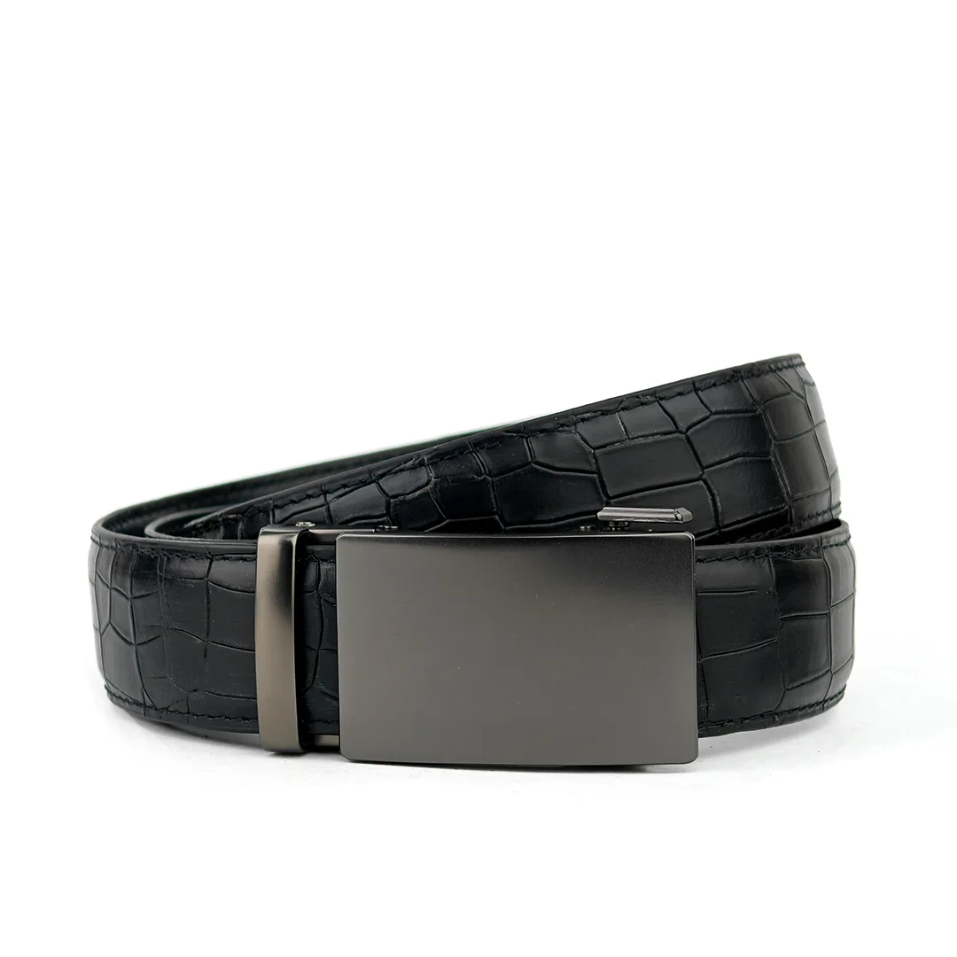 Gun Metal - Top Grain No Hole Leather Belt