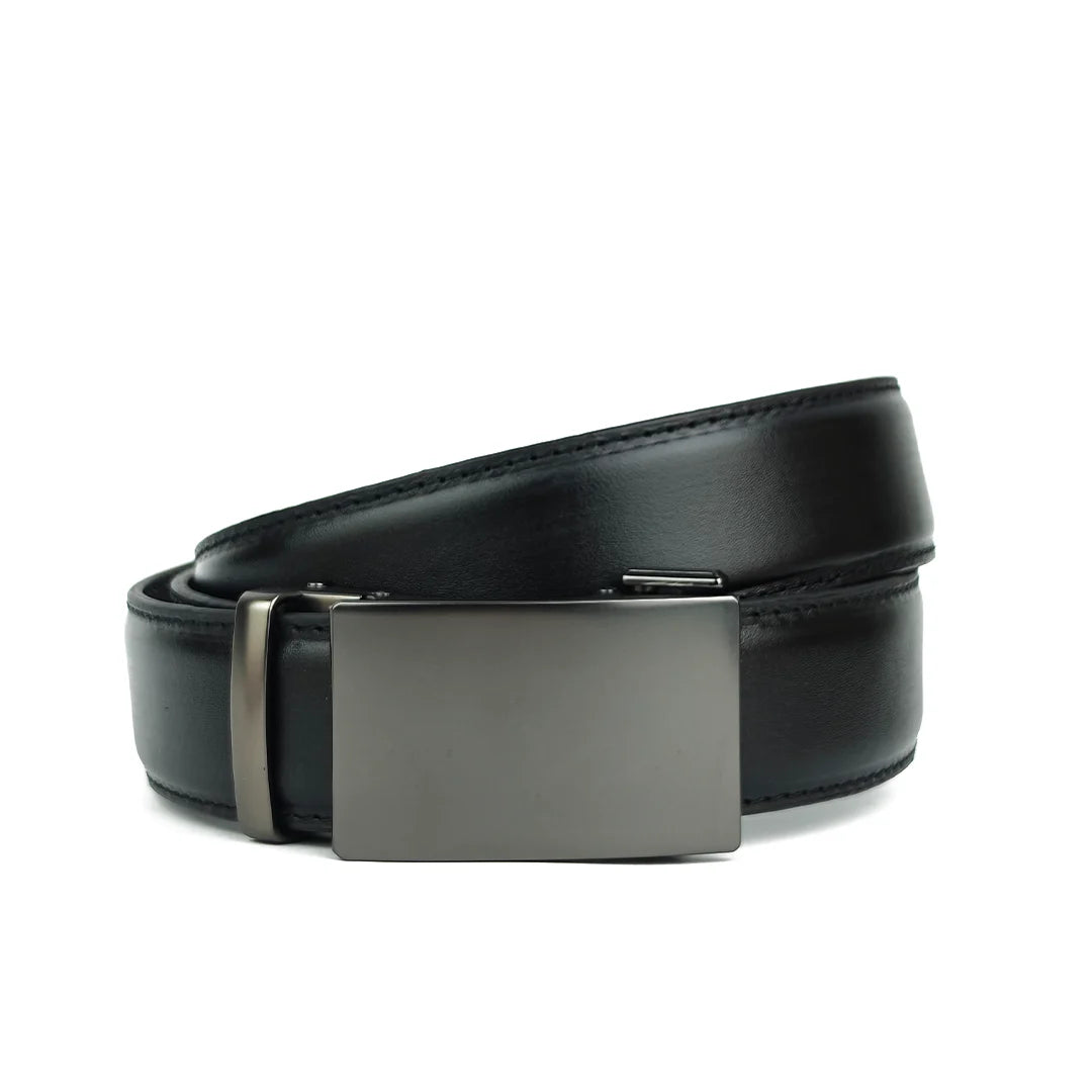 Gun Metal - Top Grain No Hole Leather Belt