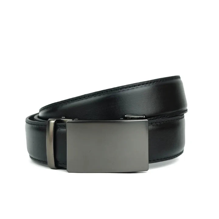 Gun Metal- Top Grain No Hole Leather Belt
