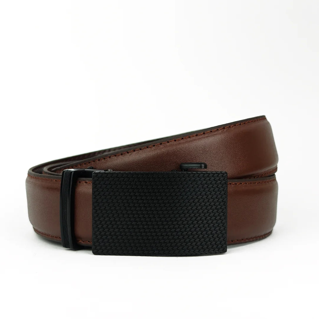 Patched Black - Top Grain No Hole Leather Belt