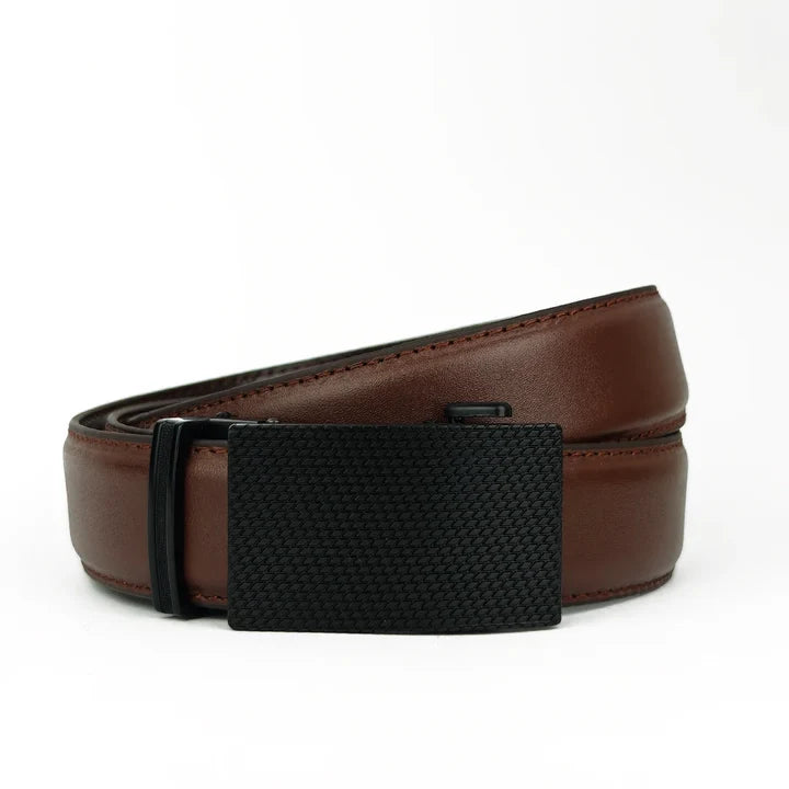 Patched Black Tan Brown- Top Grain No Hole Leather Belt