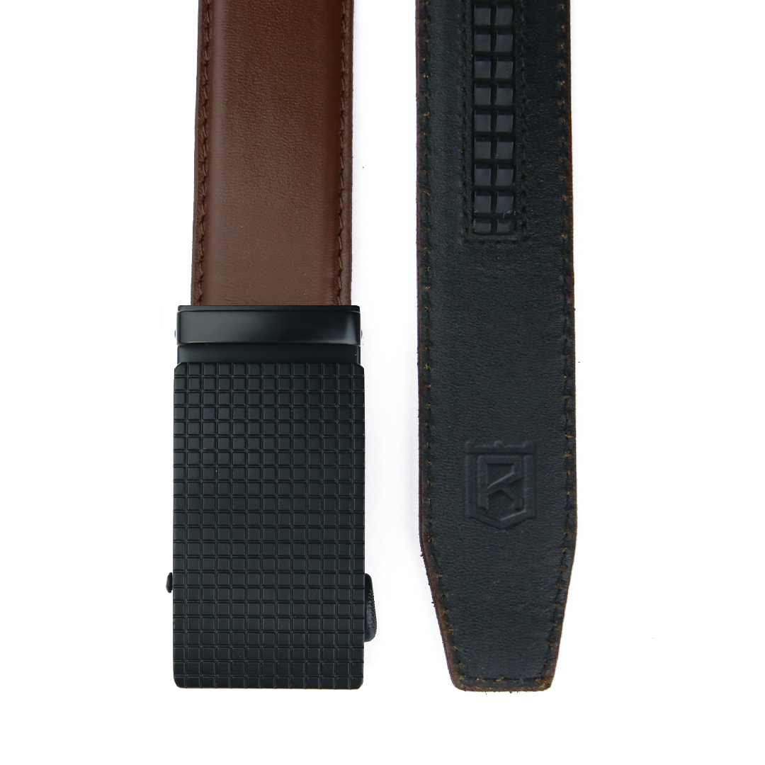 Patched Black - Top Grain No Hole Leather Belt