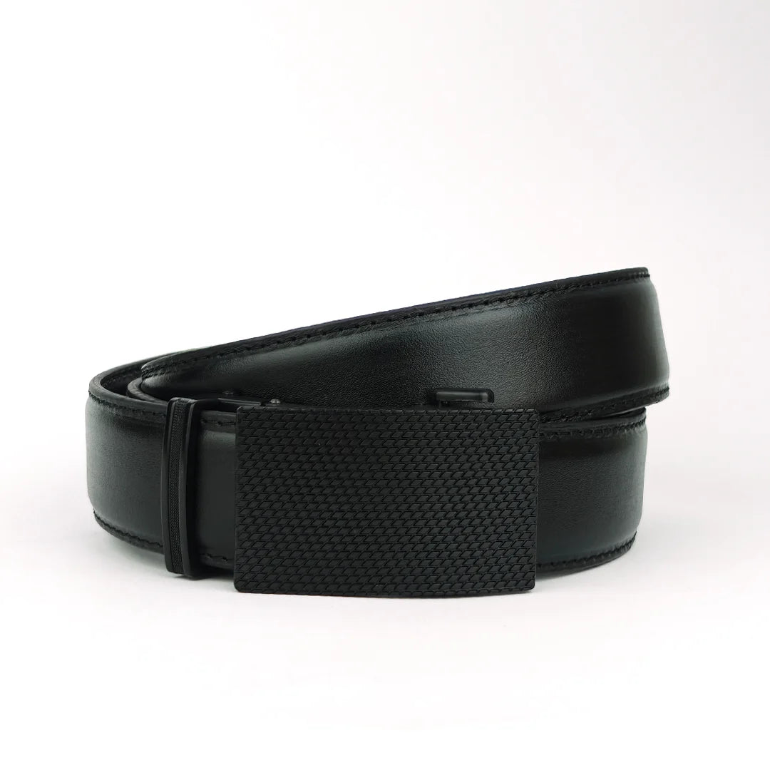 Patched Black - Top Grain No Hole Leather Belt