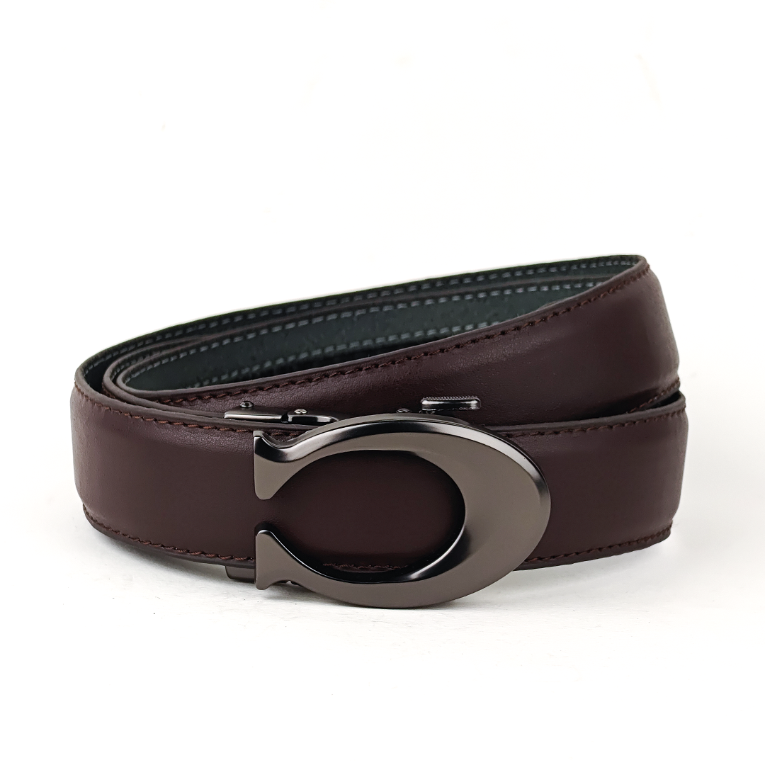 Curvy Charcoal- Genuine Leather Plain Brown