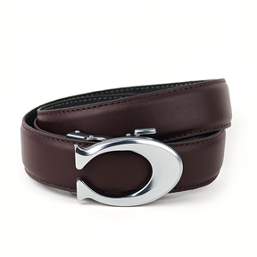 Curvy Silver - Genuine Leather Plain Brown