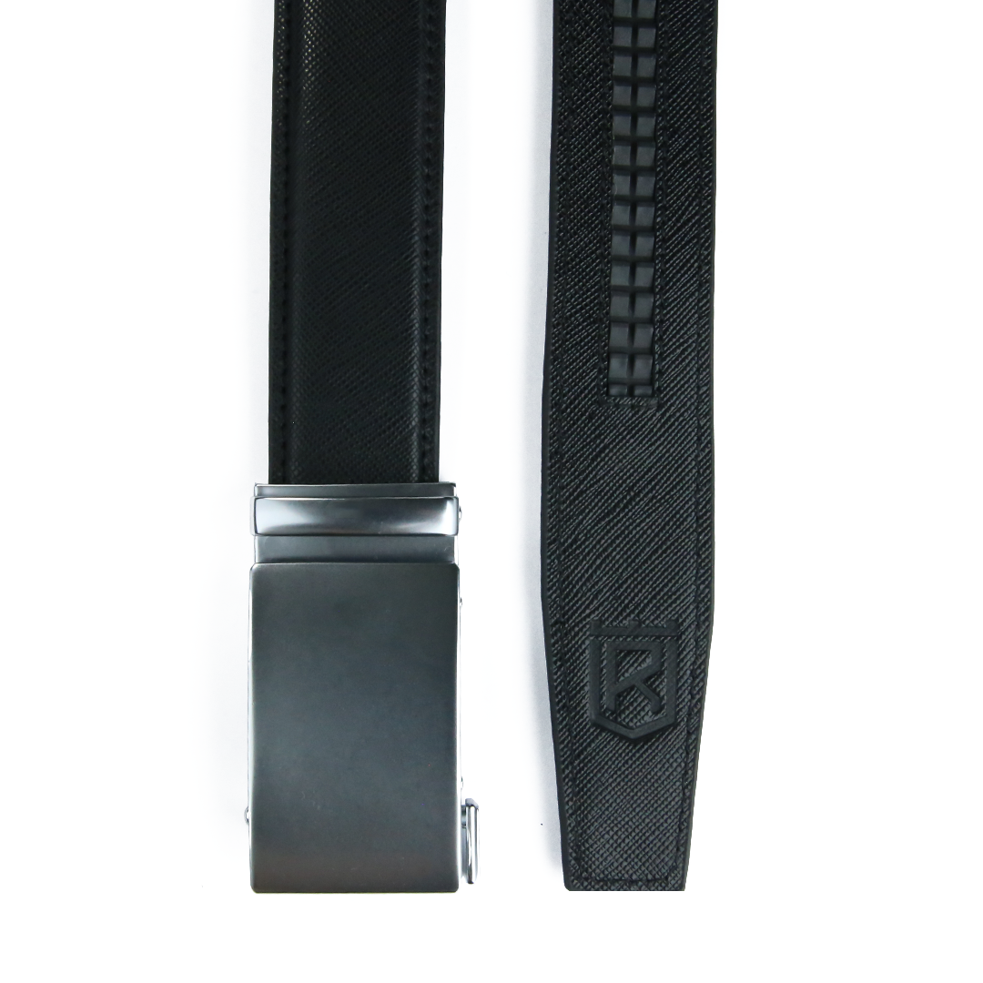 Alloy Belt - Textured Black Italian Leather Belt