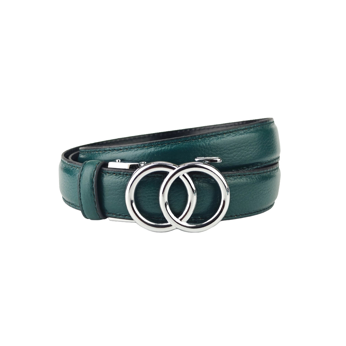 Silver Halo Emerald - No Hole Slim Belt