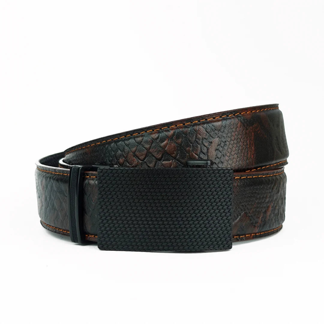Patched Black - Top Grain No Hole Leather Belt