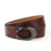 Curvy Charcoal- Genuine Leather Tan Brown