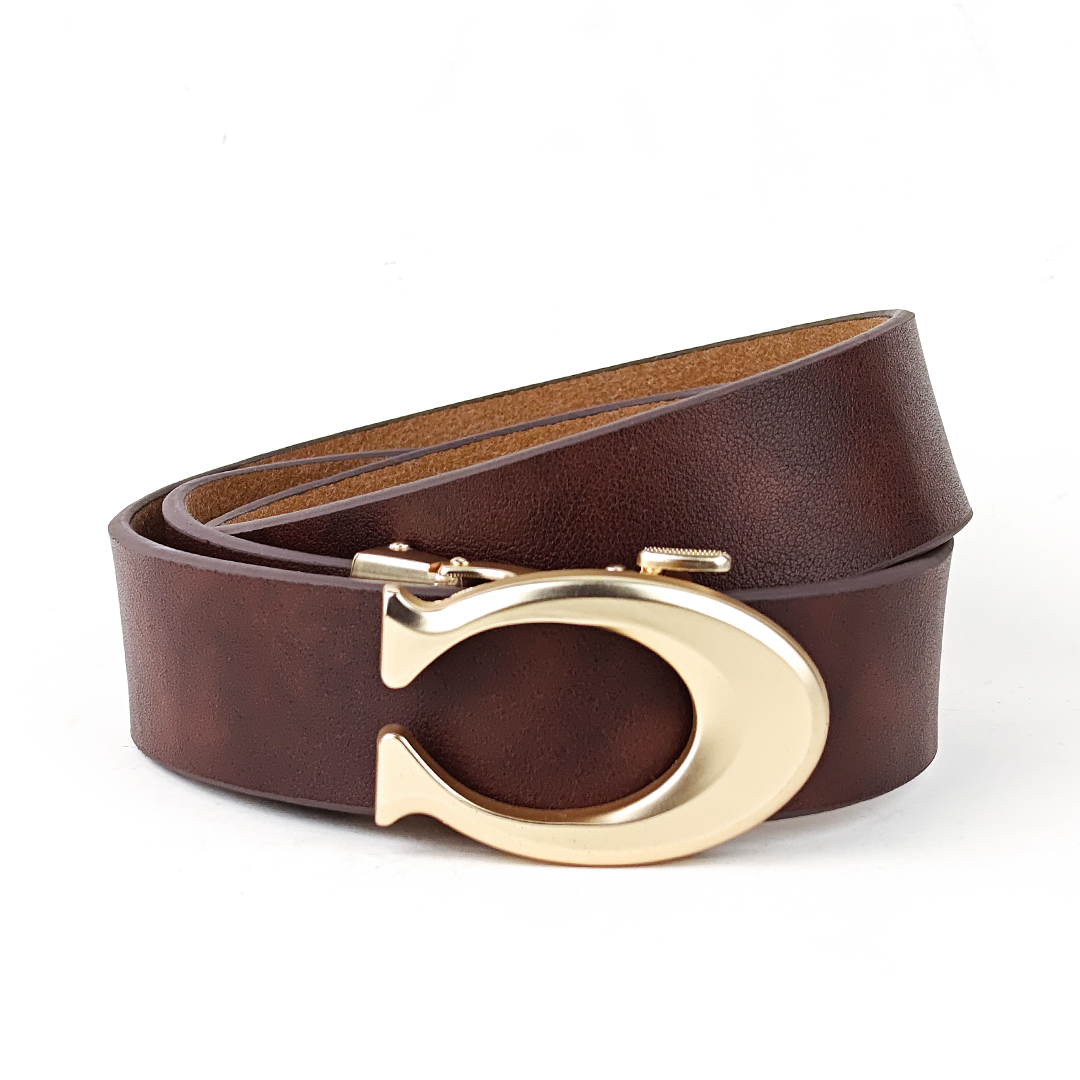 Curvy Gold- Genuine Leather Tan Brown